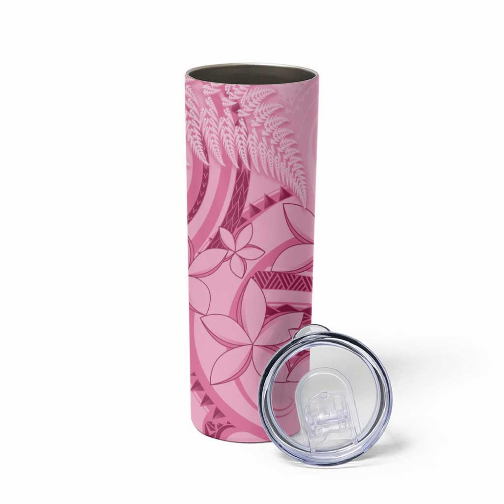 Aotearoa Maori Skinny Tumbler Pink Fern Ribbons LT7 - Polynesian Pride