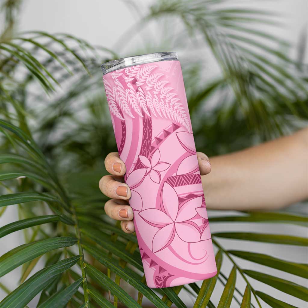 Aotearoa Maori Skinny Tumbler Pink Fern Ribbons LT7 - Polynesian Pride