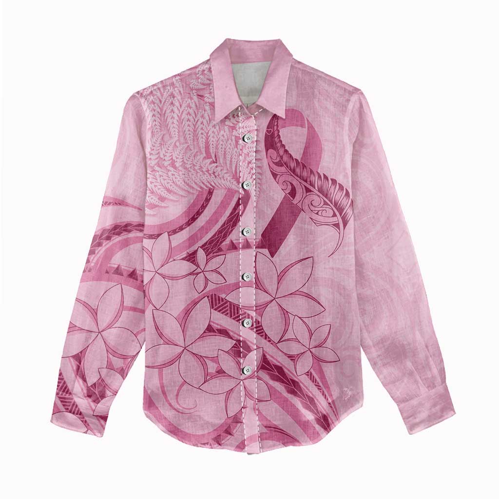 Aotearoa Maori Women Casual Shirt Pink Fern Ribbons LT7 - Polynesian Pride