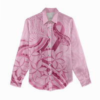 Aotearoa Maori Women Casual Shirt Pink Fern Ribbons LT7 - Polynesian Pride