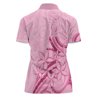 Aotearoa Maori Women Polo Shirt Pink Fern Ribbons - Polynesian Pride