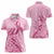 Aotearoa Maori Women Polo Shirt Pink Fern Ribbons - Polynesian Pride