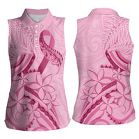 Aotearoa Maori Women Sleeveless Polo Shirt Pink Fern Ribbons LT7 - Polynesian Pride