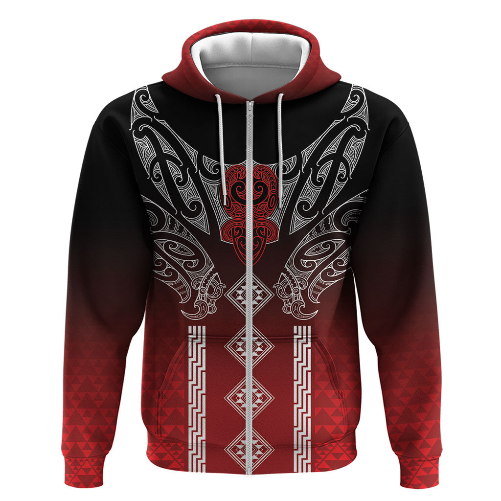 Aotearoa Maori Iwi Heritage Hoodie Ngapuhi Kokowai LT7 Zip Hoodie Red - Polynesian Pride