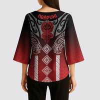 Aotearoa Maori Iwi Heritage Kimono Sleeve Blouse Ngapuhi Kokowai LT7 - Polynesian Pride