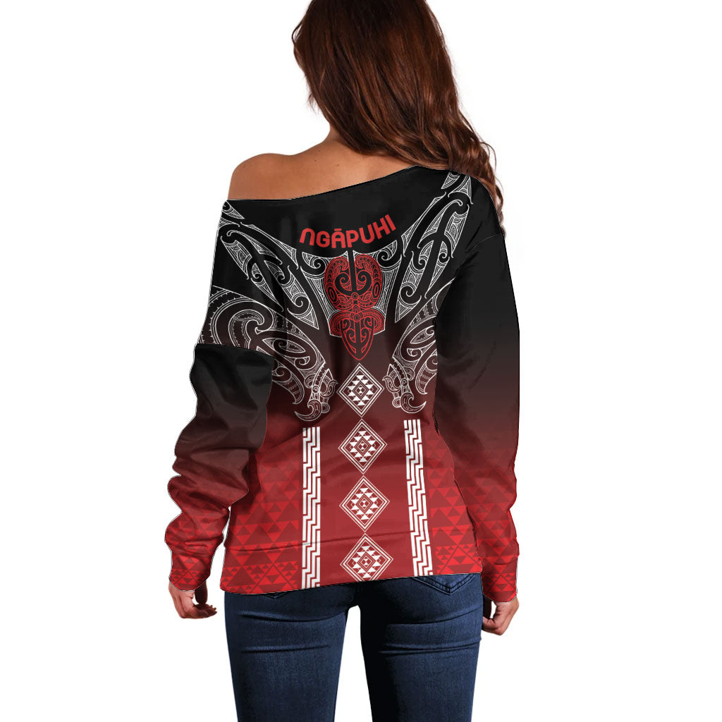 Aotearoa Maori Iwi Heritage Off Shoulder Sweater Ngapuhi Kokowai LT7 - Polynesian Pride