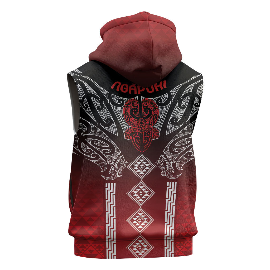 Aotearoa Maori Iwi Heritage Sleeveless Zip Hoodie Ngapuhi Kokowai LT7 - Polynesian Pride