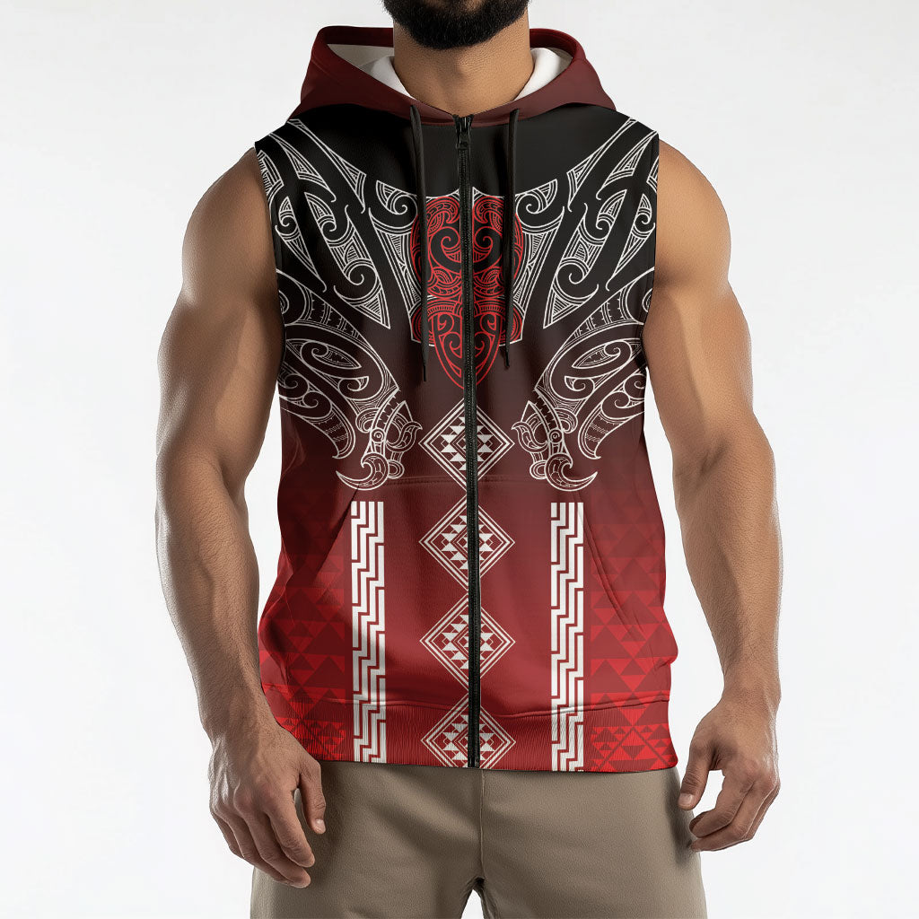 Aotearoa Maori Iwi Heritage Sleeveless Zip Hoodie Ngapuhi Kokowai LT7 - Polynesian Pride
