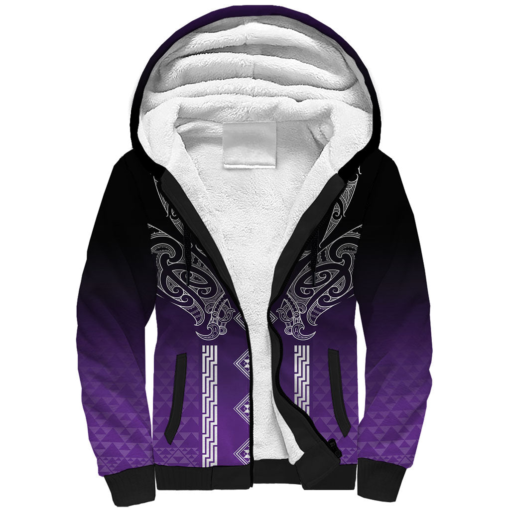 Aotearoa Maori Iwi Heritage Sherpa Hoodie Ngati Porou Waiporoporo LT7 Unisex Purple - Polynesian Pride