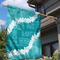 Hawaii Aloha Garden Flag Teal Quilt Patch Work Mix Plumeria Lei LT7 - Polynesian Pride