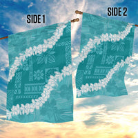 Hawaii Aloha Garden Flag Teal Quilt Patch Work Mix Plumeria Lei LT7 - Polynesian Pride