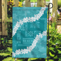 Hawaii Aloha Garden Flag Teal Quilt Patch Work Mix Plumeria Lei LT7 Garden Flag Teal - Polynesian Pride