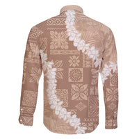 Hawaii Aloha Family Matching Mermaid Dress and Hawaiian Shirt Beige Quilt Patch Work Mix Plumeria Lei LT7 - Polynesian Pride