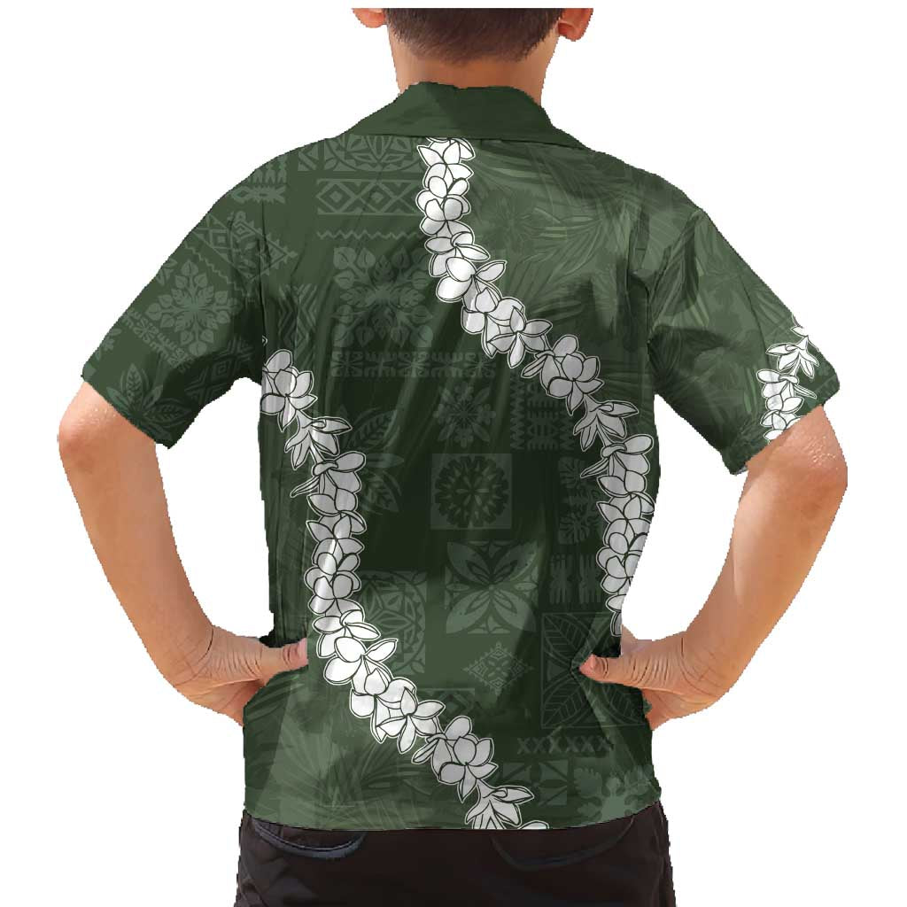Hawaii Aloha Family Matching Mermaid Dress and Hawaiian Shirt Sage Quilt Patch Work Mix Plumeria Lei LT7 - Polynesian Pride