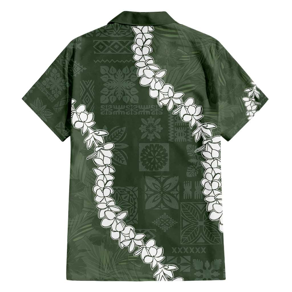 Hawaii Aloha Family Matching Summer Maxi Dress and Hawaiian Shirt Sage Quilt Patch Work Mix Plumeria Lei LT7 - Polynesian Pride
