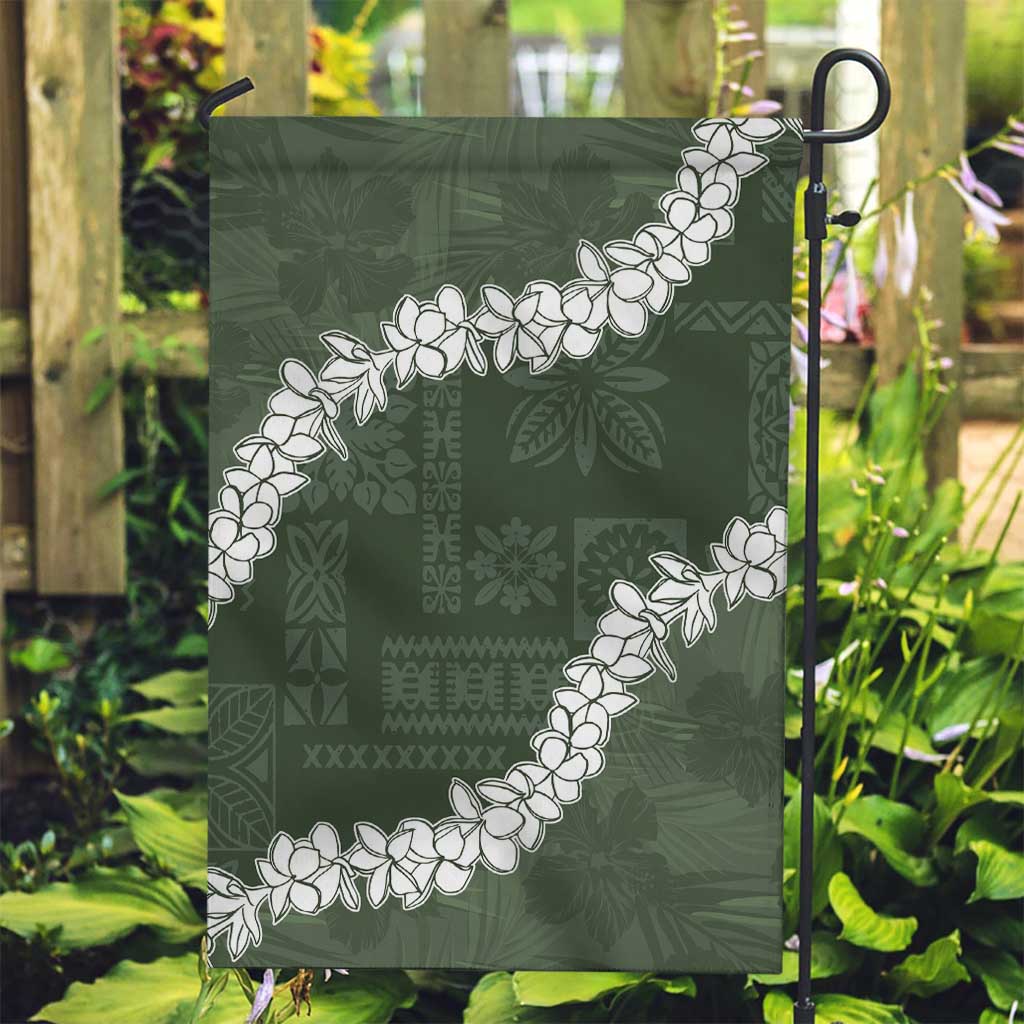 Hawaii Aloha Garden Flag Sage Quilt Patch Work Mix Plumeria Lei LT7 Garden Flag Sage - Polynesian Pride