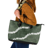 Hawaii Aloha Leather Tote Bag Sage Quilt Patch Work Mix Plumeria Lei LT7 Sage - Polynesian Pride