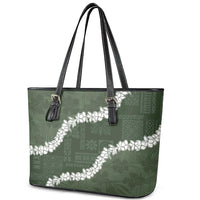 Hawaii Aloha Leather Tote Bag Sage Quilt Patch Work Mix Plumeria Lei LT7 - Polynesian Pride
