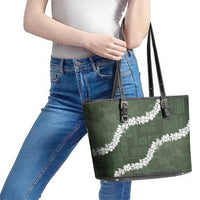 Hawaii Aloha Leather Tote Bag Sage Quilt Patch Work Mix Plumeria Lei LT7 - Polynesian Pride