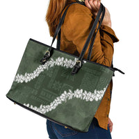 Hawaii Aloha Leather Tote Bag Sage Quilt Patch Work Mix Plumeria Lei LT7 - Polynesian Pride