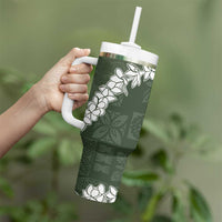Hawaii Aloha Tumbler With Handle Sage Quilt Patch Work Mix Plumeria Lei LT7 - Polynesian Pride