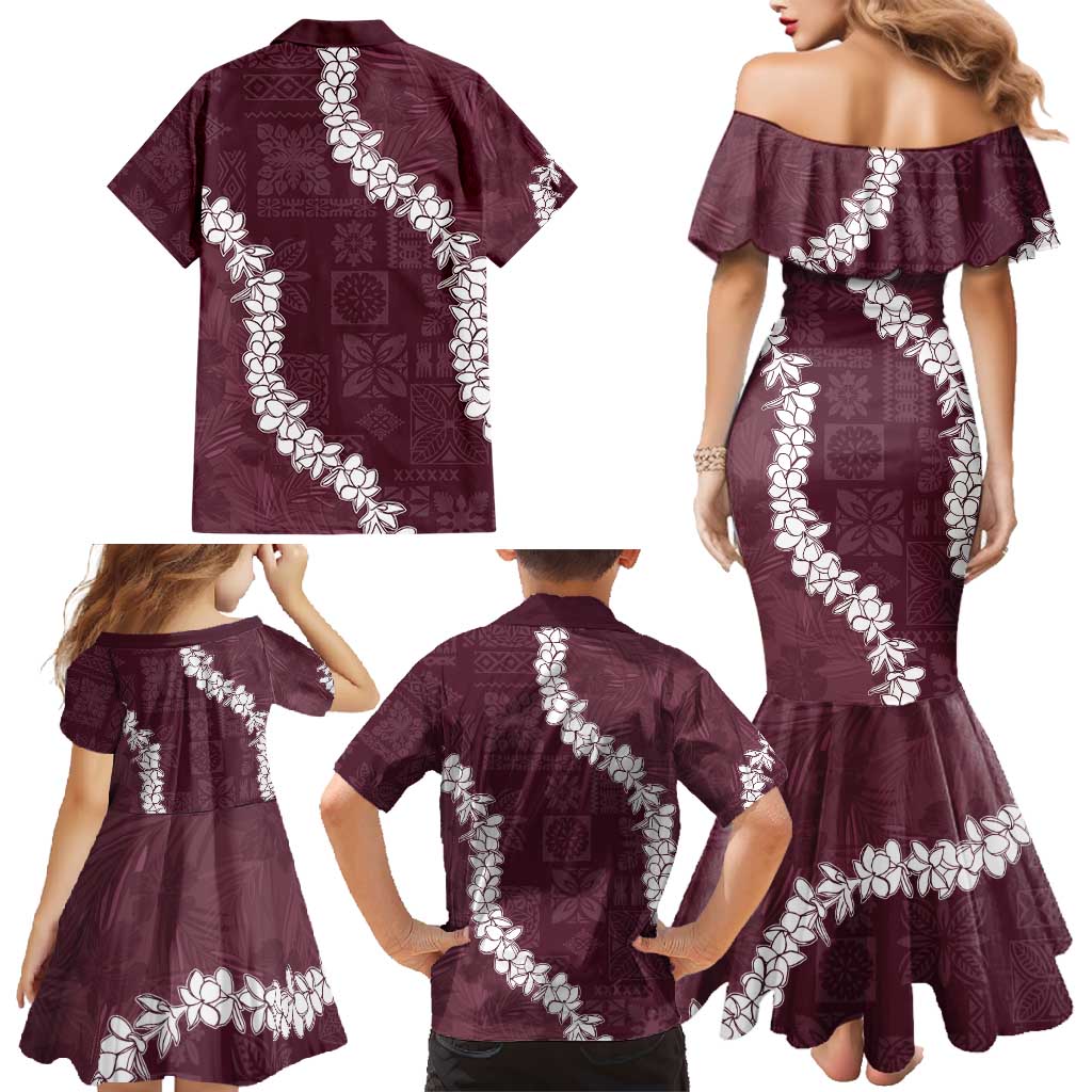 Hawaii Aloha Family Matching Mermaid Dress and Hawaiian Shirt Champange Quilt Patch Work Mix Plumeria Lei LT7 - Polynesian Pride