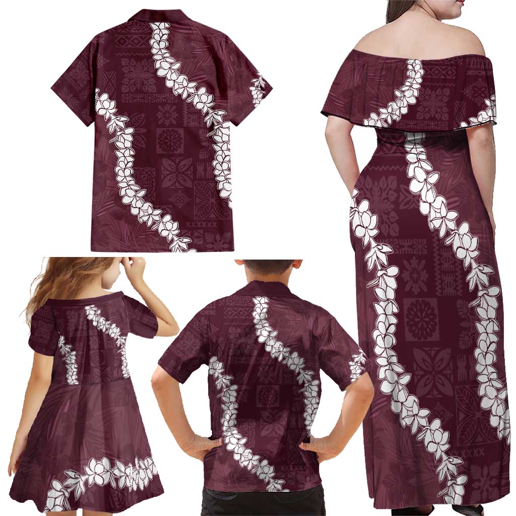 Hawaii Aloha Family Matching Off Shoulder Maxi Dress and Hawaiian Shirt Champange Quilt Patch Work Mix Plumeria Lei LT7 - Polynesian Pride