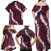 Hawaii Aloha Family Matching Off Shoulder Maxi Dress and Hawaiian Shirt Champange Quilt Patch Work Mix Plumeria Lei LT7 - Polynesian Pride
