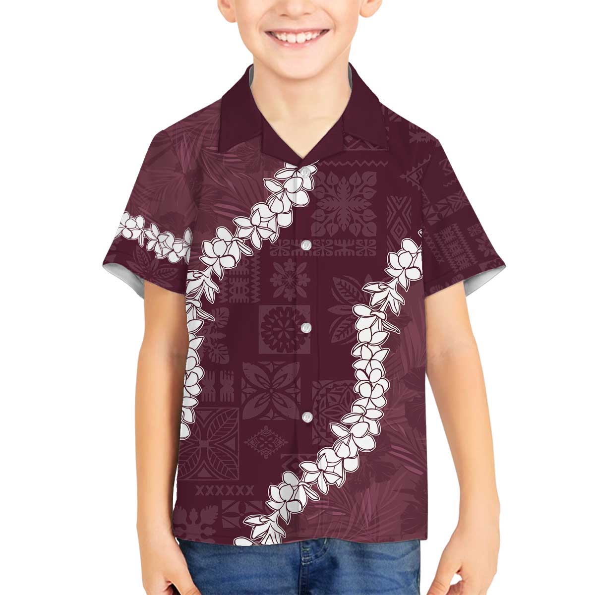 Hawaii Aloha Family Matching Puletasi and Hawaiian Shirt Champange Quilt Patch Work Mix Plumeria Lei LT7 Son's Shirt Champange - Polynesian Pride