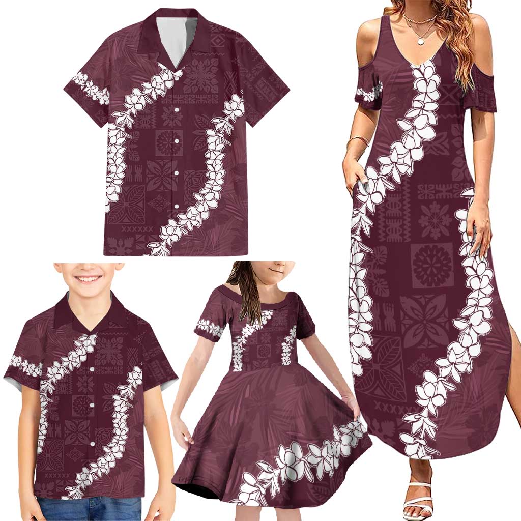 Hawaii Aloha Family Matching Summer Maxi Dress and Hawaiian Shirt Champange Quilt Patch Work Mix Plumeria Lei LT7 - Polynesian Pride