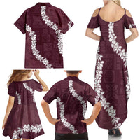 Hawaii Aloha Family Matching Summer Maxi Dress and Hawaiian Shirt Champange Quilt Patch Work Mix Plumeria Lei LT7 - Polynesian Pride