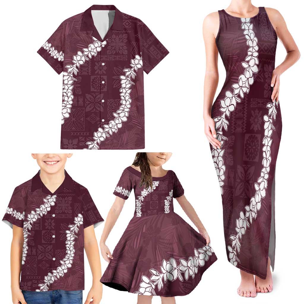 Hawaii Aloha Family Matching Tank Maxi Dress and Hawaiian Shirt Champange Quilt Patch Work Mix Plumeria Lei LT7 - Polynesian Pride