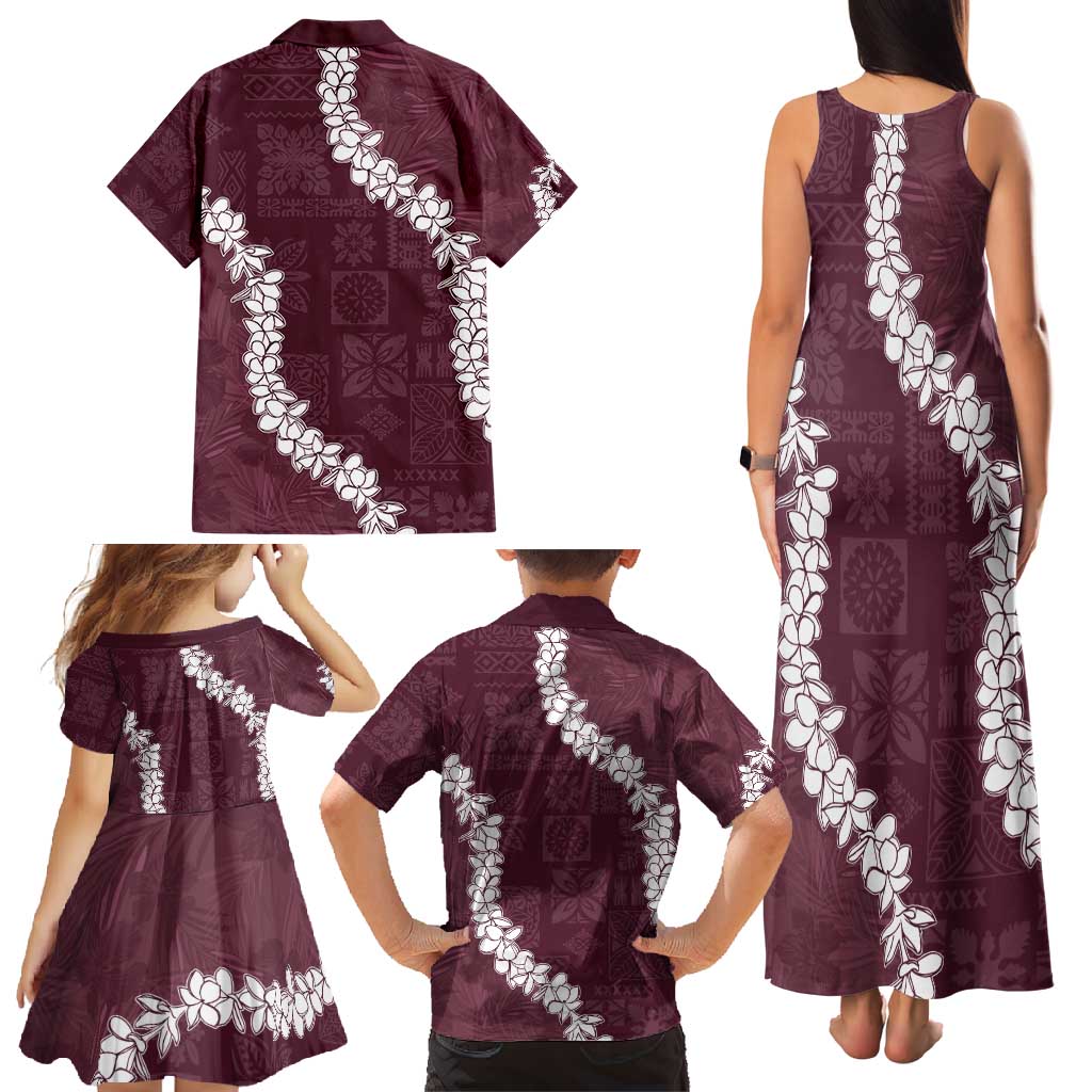 Hawaii Aloha Family Matching Tank Maxi Dress and Hawaiian Shirt Champange Quilt Patch Work Mix Plumeria Lei LT7 - Polynesian Pride