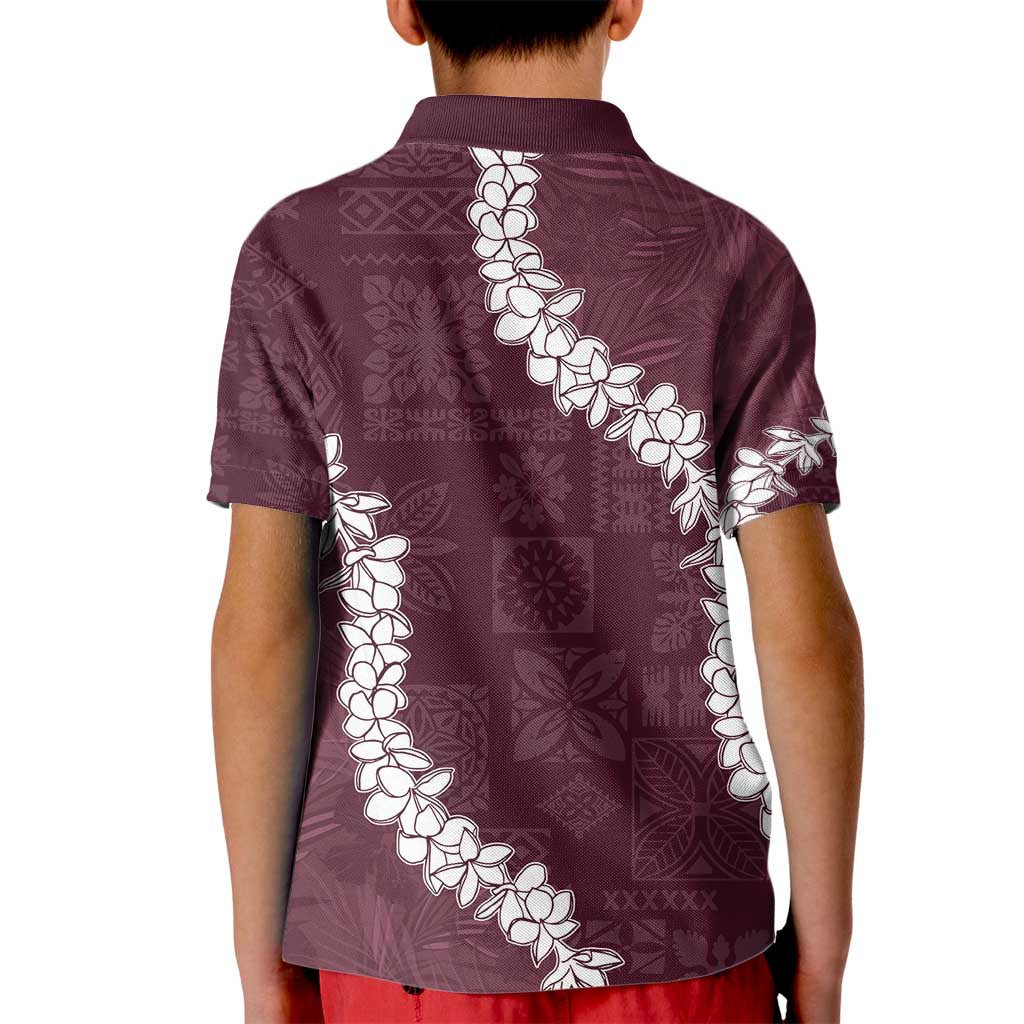 Hawaii Aloha Kid Polo Shirt Champange Quilt Patch Work Mix Plumeria Lei LT7 - Polynesian Pride