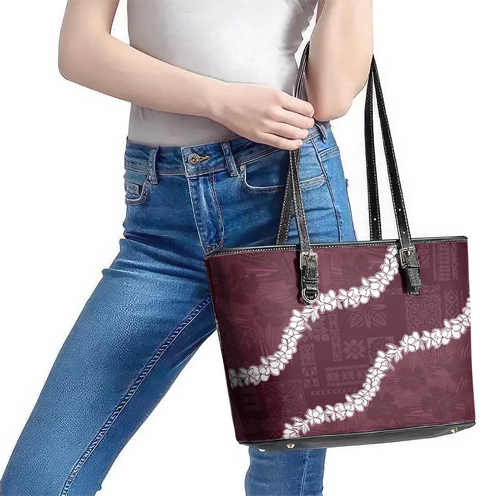 Hawaii Aloha Leather Tote Bag Champange Quilt Patch Work Mix Plumeria Lei