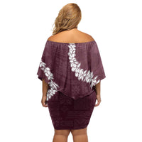 Hawaii Aloha Off Shoulder Short Dress Champange Quilt Patch Work Mix Plumeria Lei LT7 - Polynesian Pride