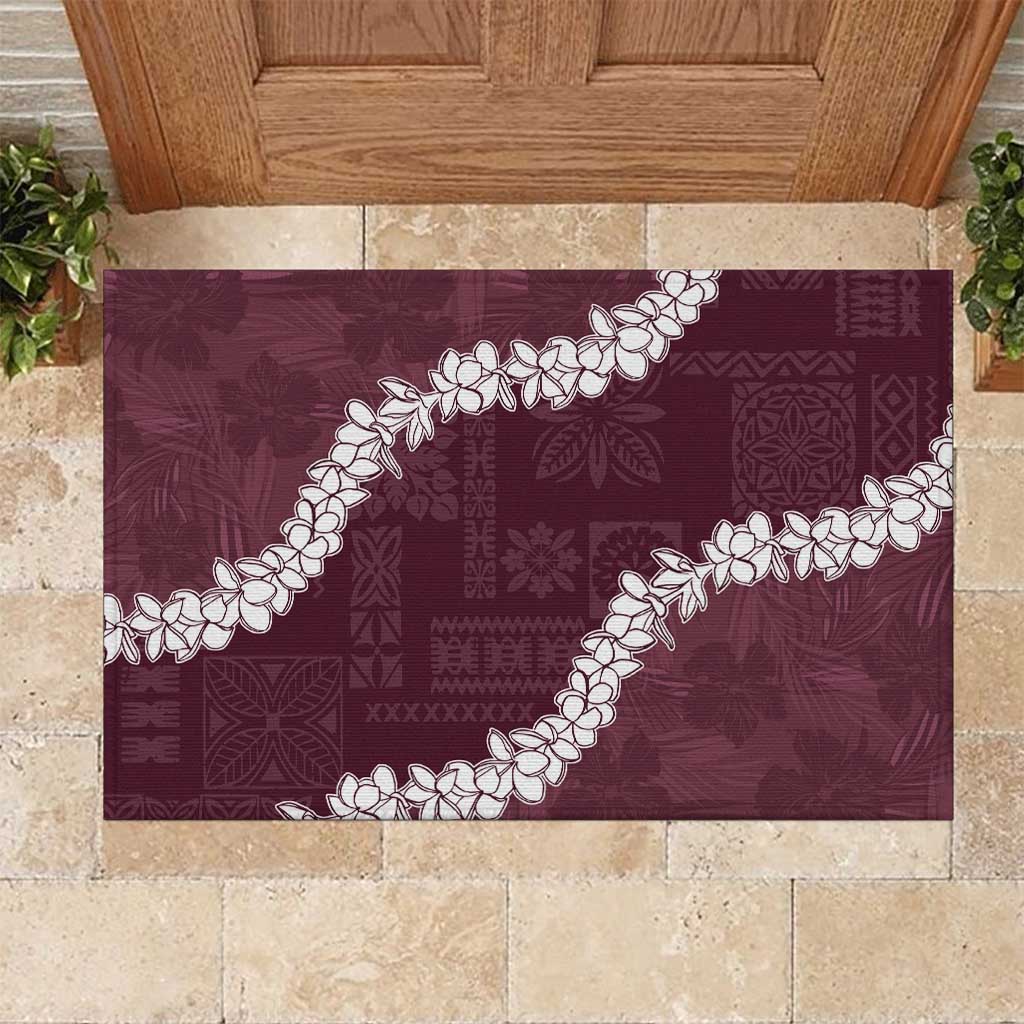 Hawaii Aloha Rubber Doormat Champange Quilt Patch Work Mix Plumeria Lei LT7 Champange - Polynesian Pride
