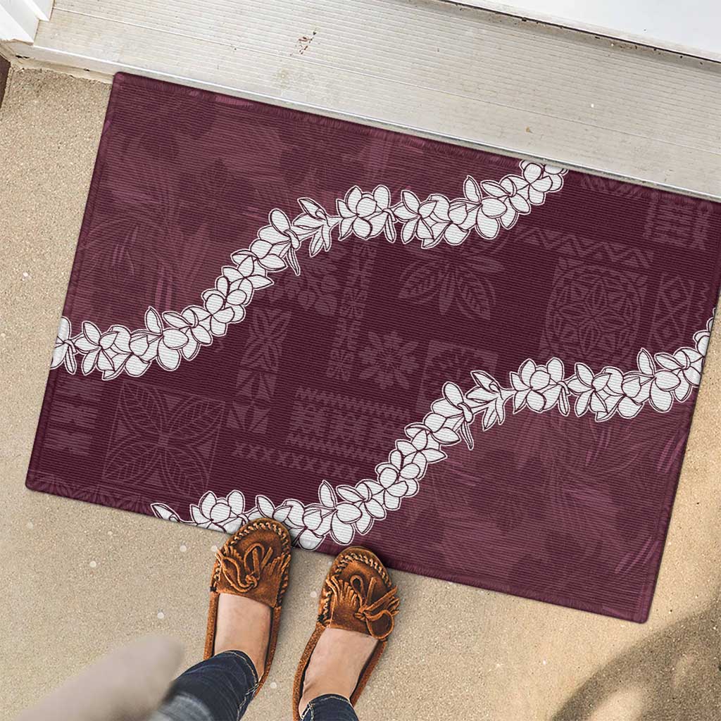 Hawaii Aloha Rubber Doormat Champange Quilt Patch Work Mix Plumeria Lei LT7 - Polynesian Pride