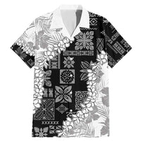 Hawaii Aloha Family Matching Mermaid Dress and Hawaiian Shirt White Quilt Patch Work Mix Plumeria Lei LT7 Dad's Shirt - Short Sleeve White - Polynesian Pride