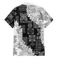 Hawaii Aloha Family Matching Off The Shoulder Long Sleeve Dress and Hawaiian Shirt White Quilt Patch Work Mix Plumeria Lei LT7 - Polynesian Pride