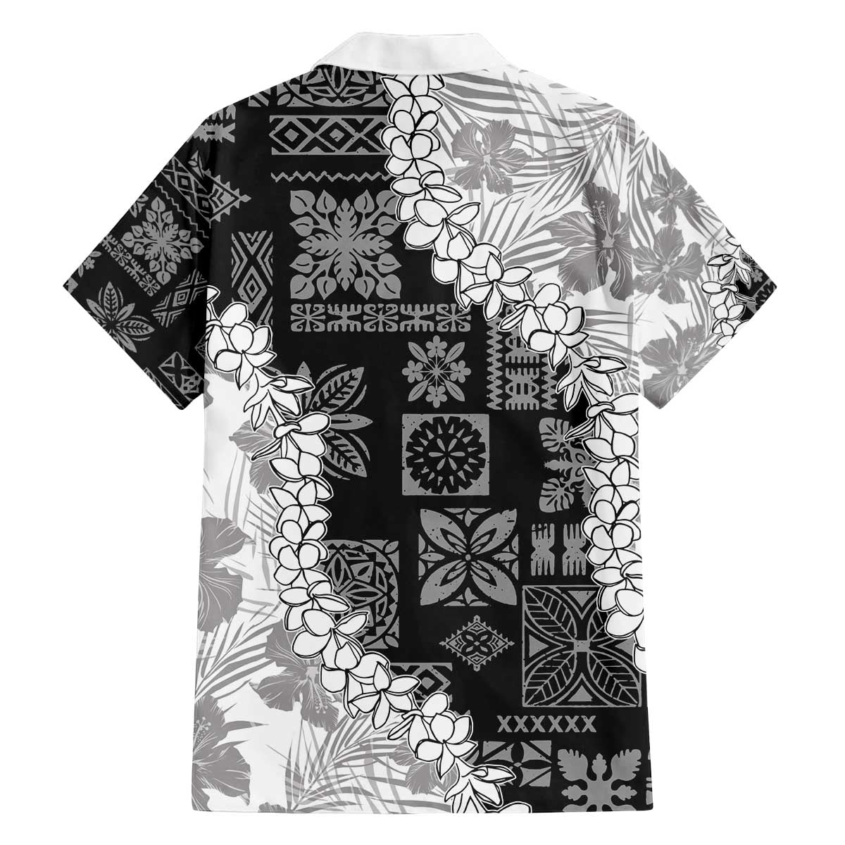 Hawaii Aloha Family Matching Off Shoulder Short Dress and Hawaiian Shirt White Quilt Patch Work Mix Plumeria Lei LT7 - Polynesian Pride