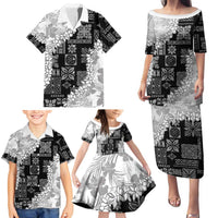Hawaii Aloha Family Matching Puletasi and Hawaiian Shirt White Quilt Patch Work Mix Plumeria Lei LT7 - Polynesian Pride