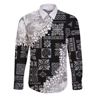 Hawaii Aloha Family Matching Short Sleeve Bodycon Dress and Hawaiian Shirt White Quilt Patch Work Mix Plumeria Lei LT7 Dad's Shirt - Long Sleeve White - Polynesian Pride