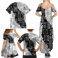 Hawaii Aloha Family Matching Summer Maxi Dress and Hawaiian Shirt White Quilt Patch Work Mix Plumeria Lei LT7 - Polynesian Pride