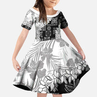 Hawaii Aloha Family Matching Tank Maxi Dress and Hawaiian Shirt White Quilt Patch Work Mix Plumeria Lei LT7 Daughter's Dress White - Polynesian Pride