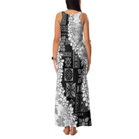 Hawaii Aloha Family Matching Tank Maxi Dress and Hawaiian Shirt White Quilt Patch Work Mix Plumeria Lei LT7 - Polynesian Pride