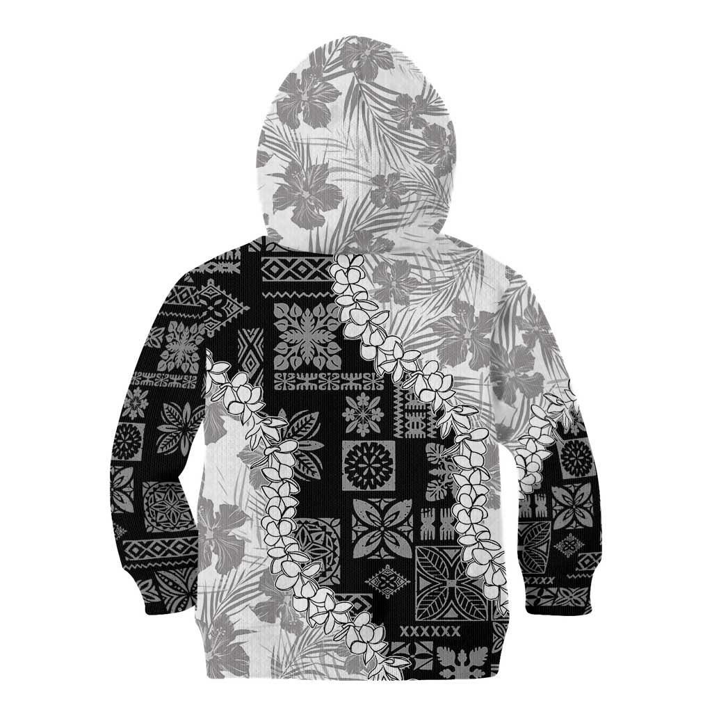 Hawaii Aloha Kid Hoodie White Quilt Patch Work Mix Plumeria Lei LT7 - Polynesian Pride