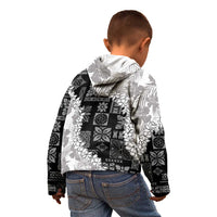 Hawaii Aloha Kid Hoodie White Quilt Patch Work Mix Plumeria Lei LT7 - Polynesian Pride