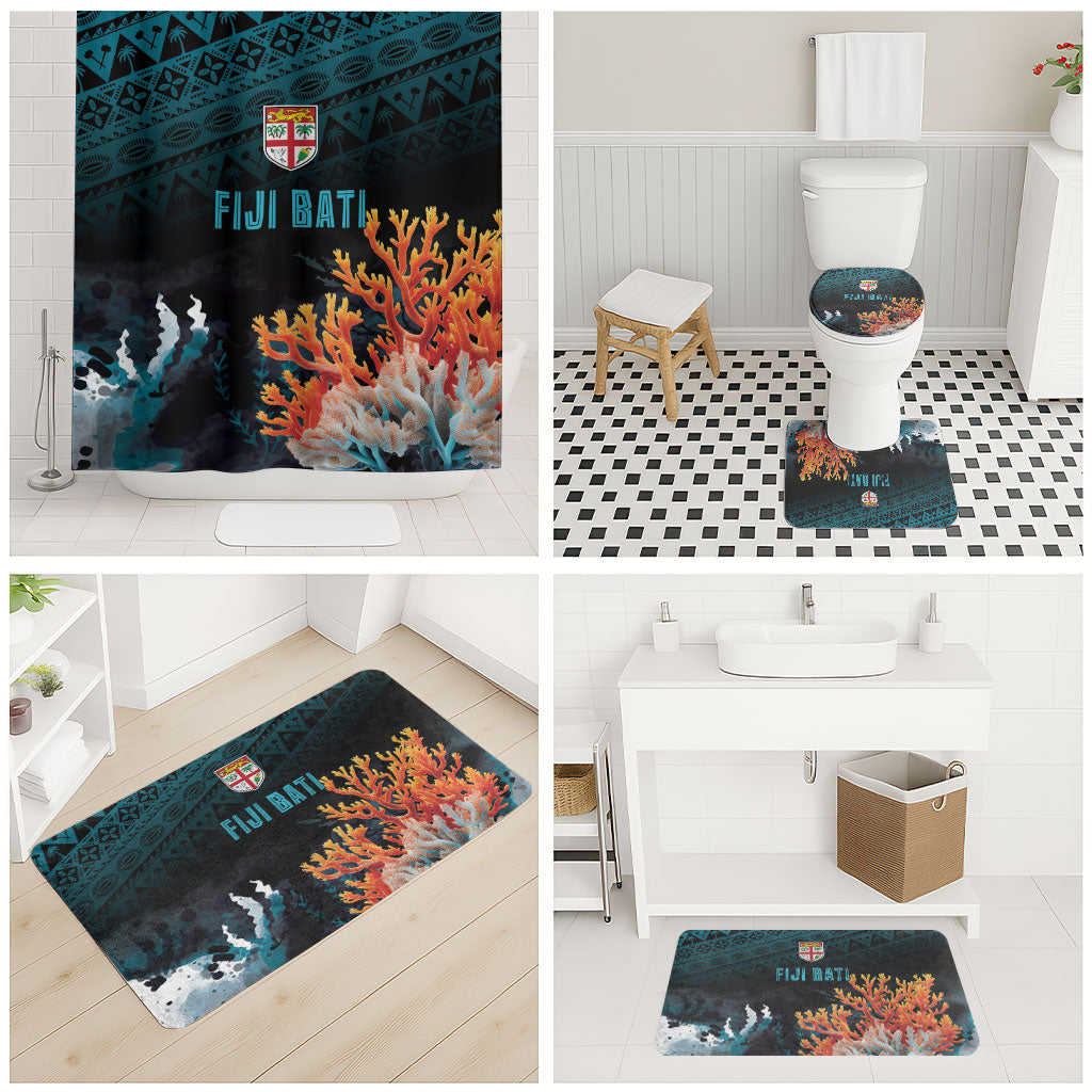 Fiji Bati Rugby Viti Masi Bathroom Set Coral Motifs LT7 - Polynesian Pride