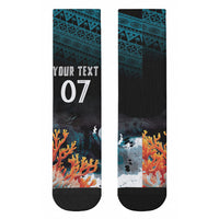 Fiji Bati Rugby Custom Viti Masi Crew Socks Coral Motifs LT7 - Polynesian Pride